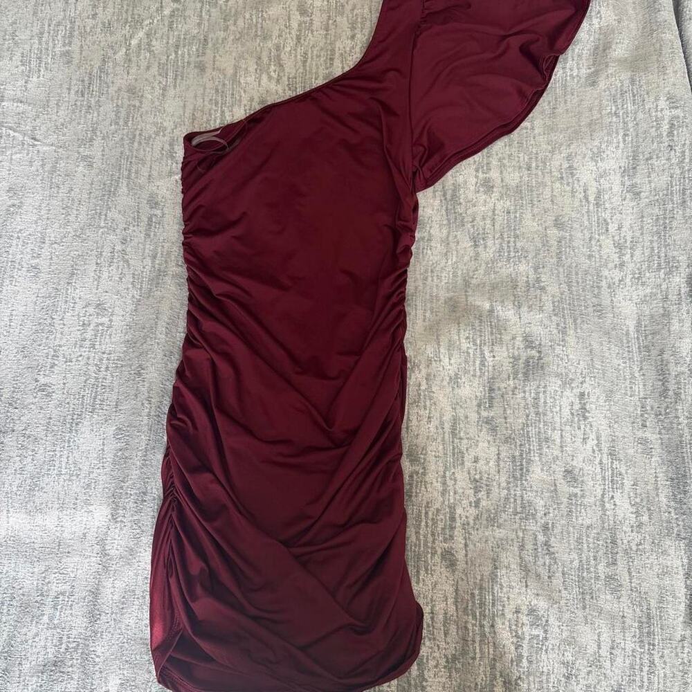 Burgundy one shoulder dress oneshoulder
